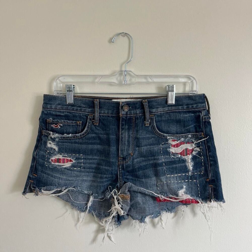 Hollister-co Women's Blue and Navy Shorts